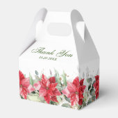 水エレガント色レッドポインセチア結婚式の引き出物ボー フェイバーボックス (裏面サイド)