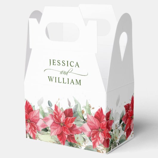 水エレガント色レッドポインセチア結婚式の引き出物ボー フェイバーボックス (オープン)