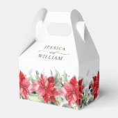 水エレガント色レッドポインセチア結婚式の引き出物ボー フェイバーボックス (正面サイド)