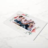 水エレガント色レッドポインセティアスハッピーホリデイズ 箔シーズンカード (回転した状態)