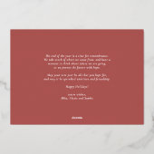 水エレガント色レッドポインセティアスハッピーホリデイズ 箔シーズンカード (裏面)