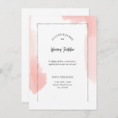 水エレガント色レッドミニマ結婚リスト 招待状 (正面/裏面)