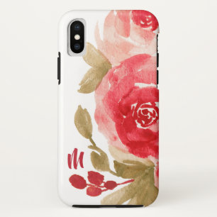 水エレガント色レッドローズモノグラム iPhone XSケース