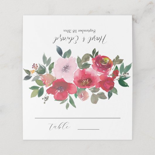 水エレガント色レッドローズ結婚フローラ プレイスカード (外部開封)