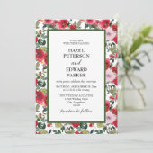 水エレガント色レッドローズ結婚フローラ 招待状 (スタンド正面)