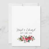 水エレガント色レッドローズ結婚フローラ 招待状 (裏面)