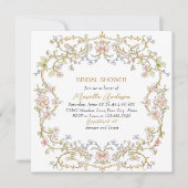 水エレガント色レトロ花フレームブライダル表示 招待状 (正面)