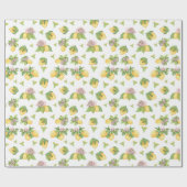 水エレガント色レモンと緑のパターン ラッピングペーパー (フラット)