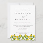 水エレガント色レモンの書道結婚の 招待状 (正面)