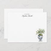 水エレガント色レモンの木トピアリー サンキューカード (正面/裏面)