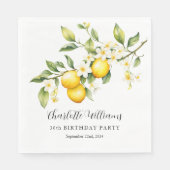 水エレガント色レモンバースデーパーティー スタンダードランチョンナプキン (正面)