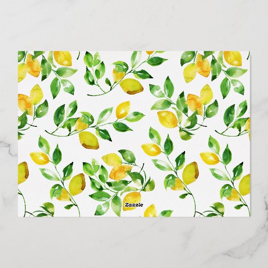 水エレガント色レモンフォトダークグリーン 箔招待状 (裏面)