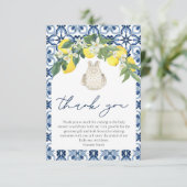 水エレガント色レモンポジターノベビーシャワー サンキューカード (スタンド正面)