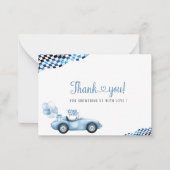 水エレガント色レースカーベビーシャワー ノートカード (正面)
