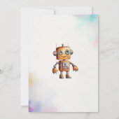 水エレガント色ロボット赤ちゃんシャワー 招待状 (裏面)