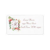 水エレガント色ローズブーケフレーム ラベル (正面)