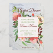 水エレガント色ローズブーケフレーム 招待状 (正面/裏面)