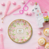 水エレガント色ローズブーケフローラピンク金ゴールド ペーパープレート (パーティー)