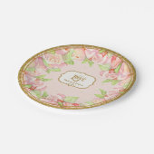 水エレガント色ローズブーケフローラピンク金ゴールド ペーパープレート (アングル)