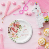 水エレガント色ローズブーケ ペーパープレート (パーティー)