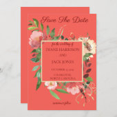 水エレガント色ローズブーケ 招待状 (正面/裏面)