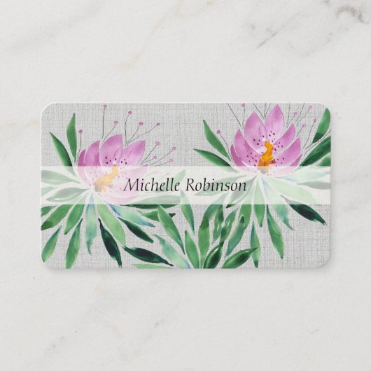 水エレガント色ロータスフラワープロフェッショナル 名刺 (正面)
