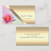 水エレガント色ロータスフラワーヨガインストラクター 名刺 (正面/裏面)