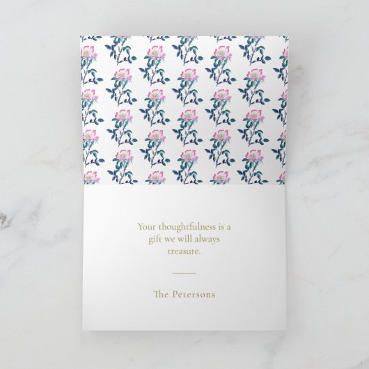 水エレガント色ワイルドバラフラワーサンキュー サンキューカード (内部)