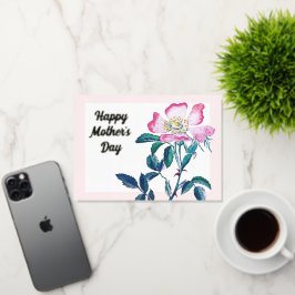 水エレガント色ワイルドバラ花母の日 箔グリーティングカード