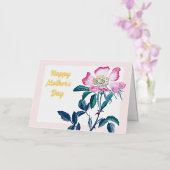 水エレガント色ワイルドバラ花母の日 箔グリーティングカード (蘭)