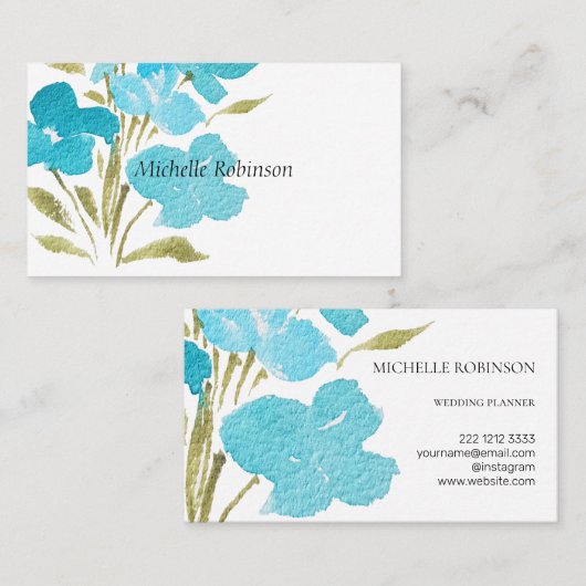 水エレガント色ワイルドフォワーズプロフェッショナル 名刺 (正面/裏面)