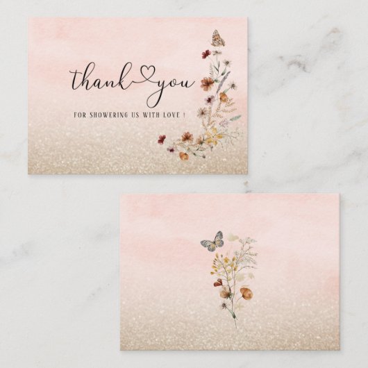 水エレガント色ワイルドフラワーと蝶フローラ ノートカード (正面/裏面)
