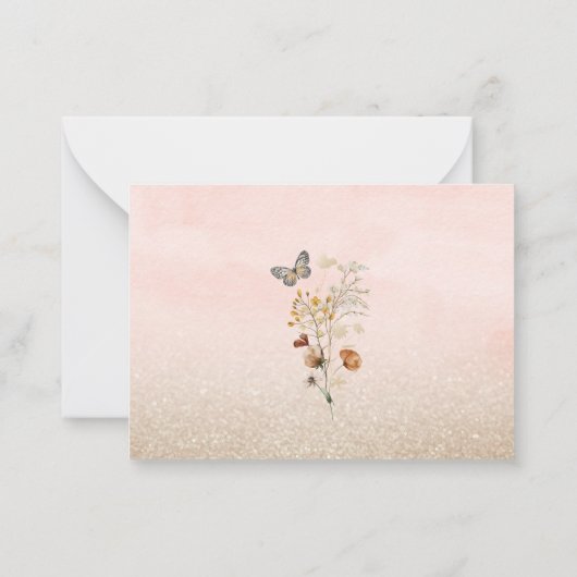 水エレガント色ワイルドフラワーと蝶フローラ ノートカード (裏面)