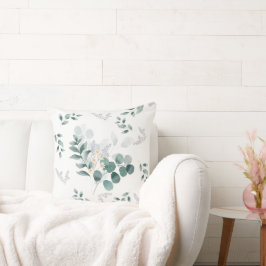 水エレガント色ワイルドフラワーのユーカリ葉ス クッション