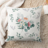 水エレガント色ワイルドフラワーのユーカリ葉ス クッション (ブランケット)