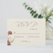 水エレガント色ワイルドフラワーウェディングRSVPカード 出欠カード (スタンド正面)