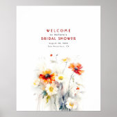 水エレガント色ワイルドフラワーウェルカムサイン ポスター (正面)