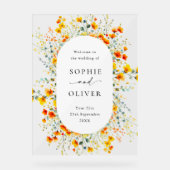 水エレガント色ワイルドフラワーウェルカム結婚ズ アクリルサイン (正面)