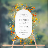 水エレガント色ワイルドフラワーウェルカム結婚ズ アクリルサイン (ニュートラル)