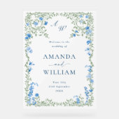 水エレガント色ワイルドフラワーウェルカム結婚ズ アクリルサイン (正面)