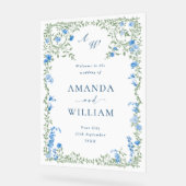 水エレガント色ワイルドフラワーウェルカム結婚ズ アクリルサイン (傾斜)