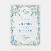 水エレガント色ワイルドフラワーウェルカム結婚ズ アクリルサイン (正面)