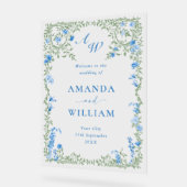 水エレガント色ワイルドフラワーウェルカム結婚ズ アクリルサイン (傾斜)