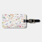 水エレガント色ワイルドフラワーガーデンモノグラム ラゲッジタグ (正面横)
