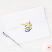 水エレガント色ワイルドフラワーサンキューステッカー ラウンドシール (封筒)