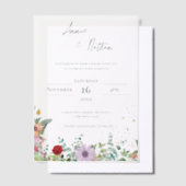 水エレガント色ワイルドフラワーシックフローラ結婚ズ ベラム紙招待状 (オフセット)