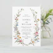 水エレガント色ワイルドフラワーシンプルピンク結婚ズ 招待状 (スタンド正面)