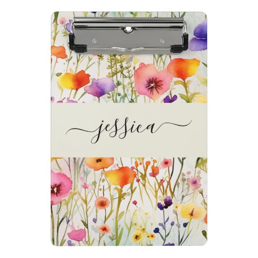 水エレガント色ワイルドフラワースクリプト名 ミニクリップボード (正面)