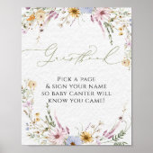 水エレガント色ワイルドフラワーズゲストブックポスター ポスター (正面)