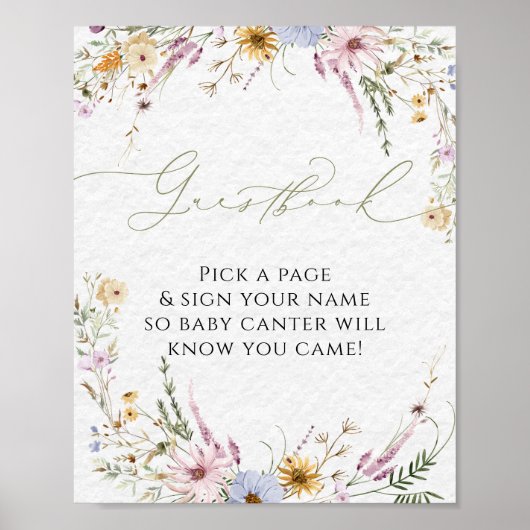 水エレガント色ワイルドフラワーズゲストブックポスター ポスター (正面)